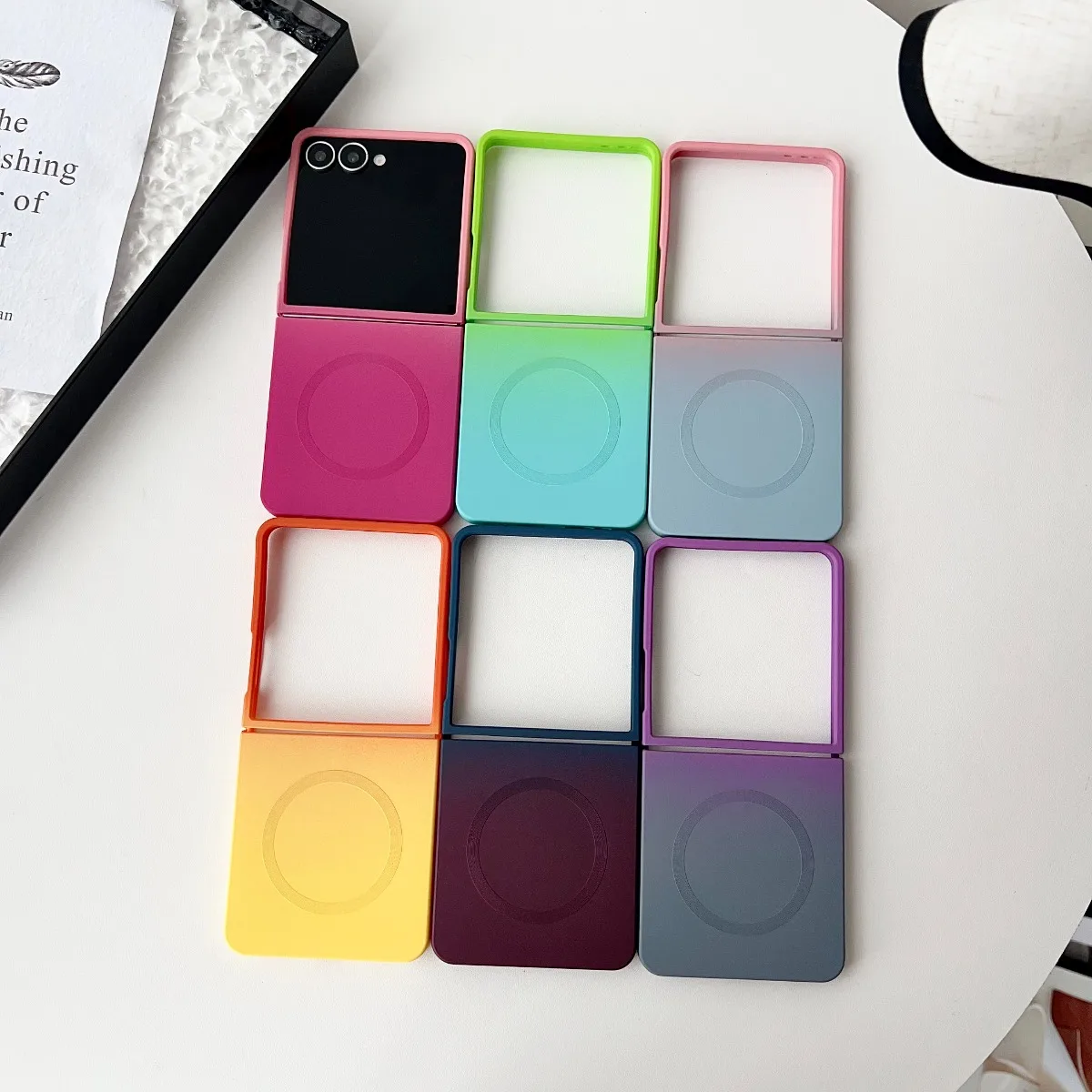 Gradient Liquid Silicone Soft Magnetic Phone Case for Samsung Galaxy Z Flip 7 6 5 4 ZFlip7FE Wireless Charging Protective Cover - view 6