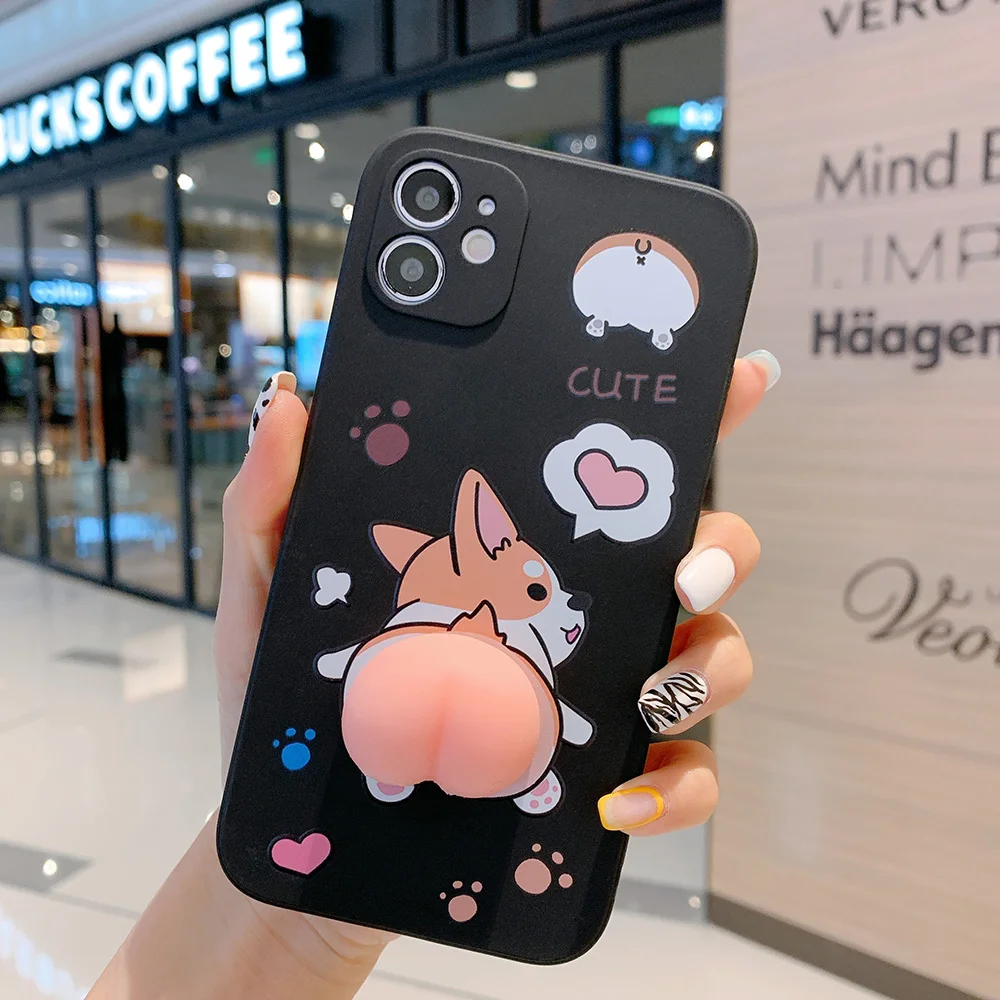 Cartoon Peach Corgi Dog glutei custodia per telefono per Samsung Galaxy A33 A34 A42 A50 A51 A52 A53 A54 A7 2018 A71 A72 A73 5G Soft Cover