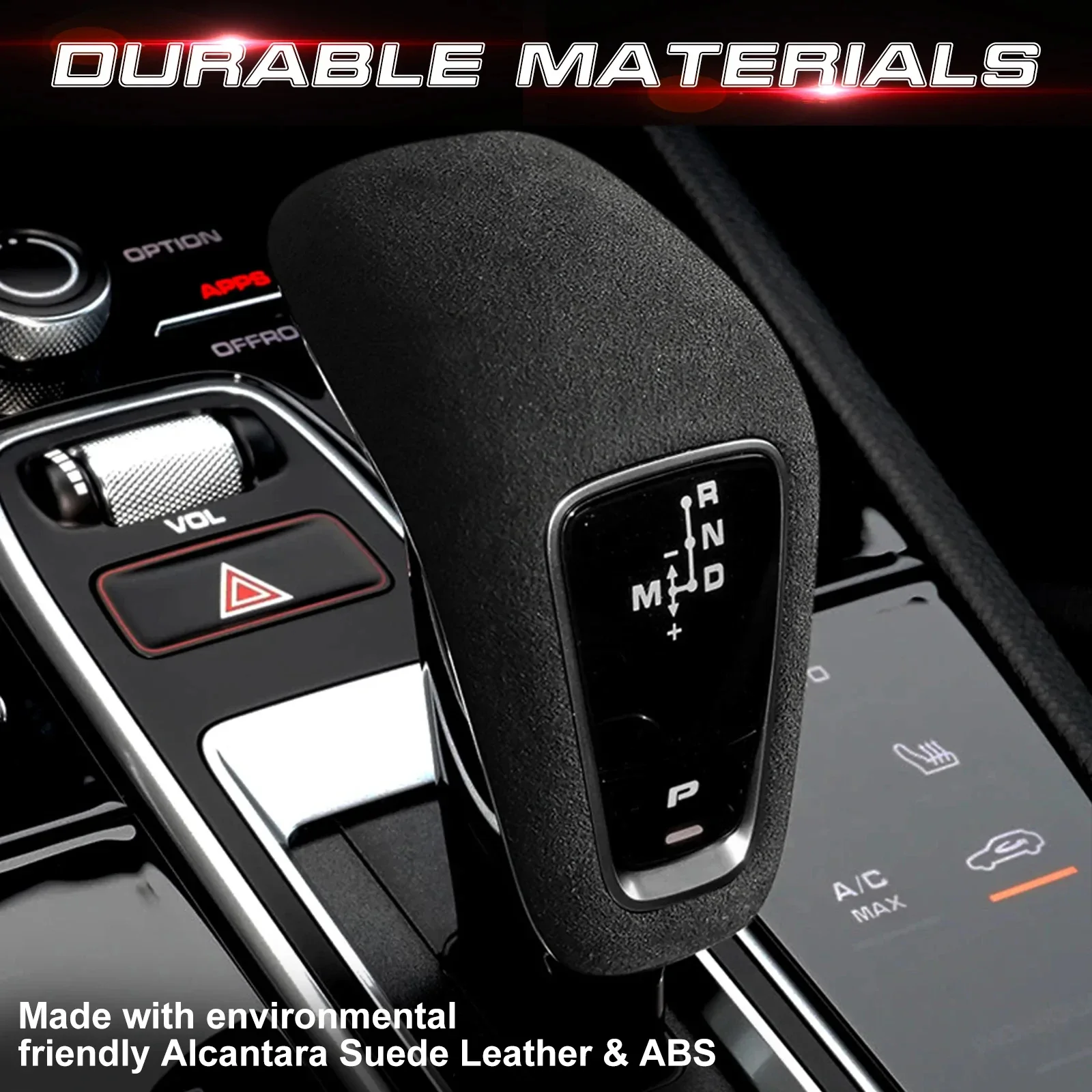 Dark Gray Alcantara Suede Wrapping Interior Console Gear Shift Knob Cover Trim Cap Frame For Porsche Cayenne 2018 2019 2020 2021