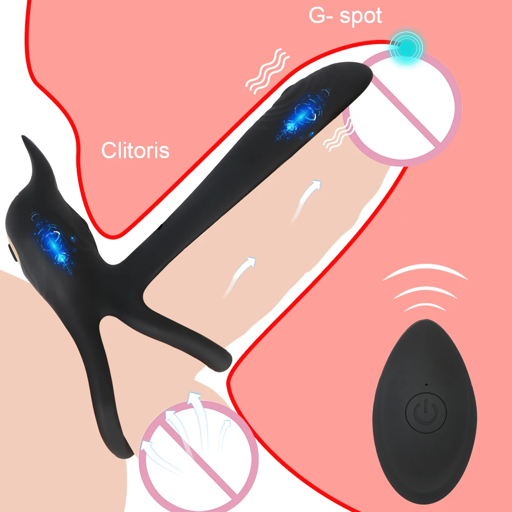 With Clitoris Vibrators Strap On Penis Ring For Men Cock Extender Enlargement Women Vaginal Anal Plug Cordless Sex Toys Couples