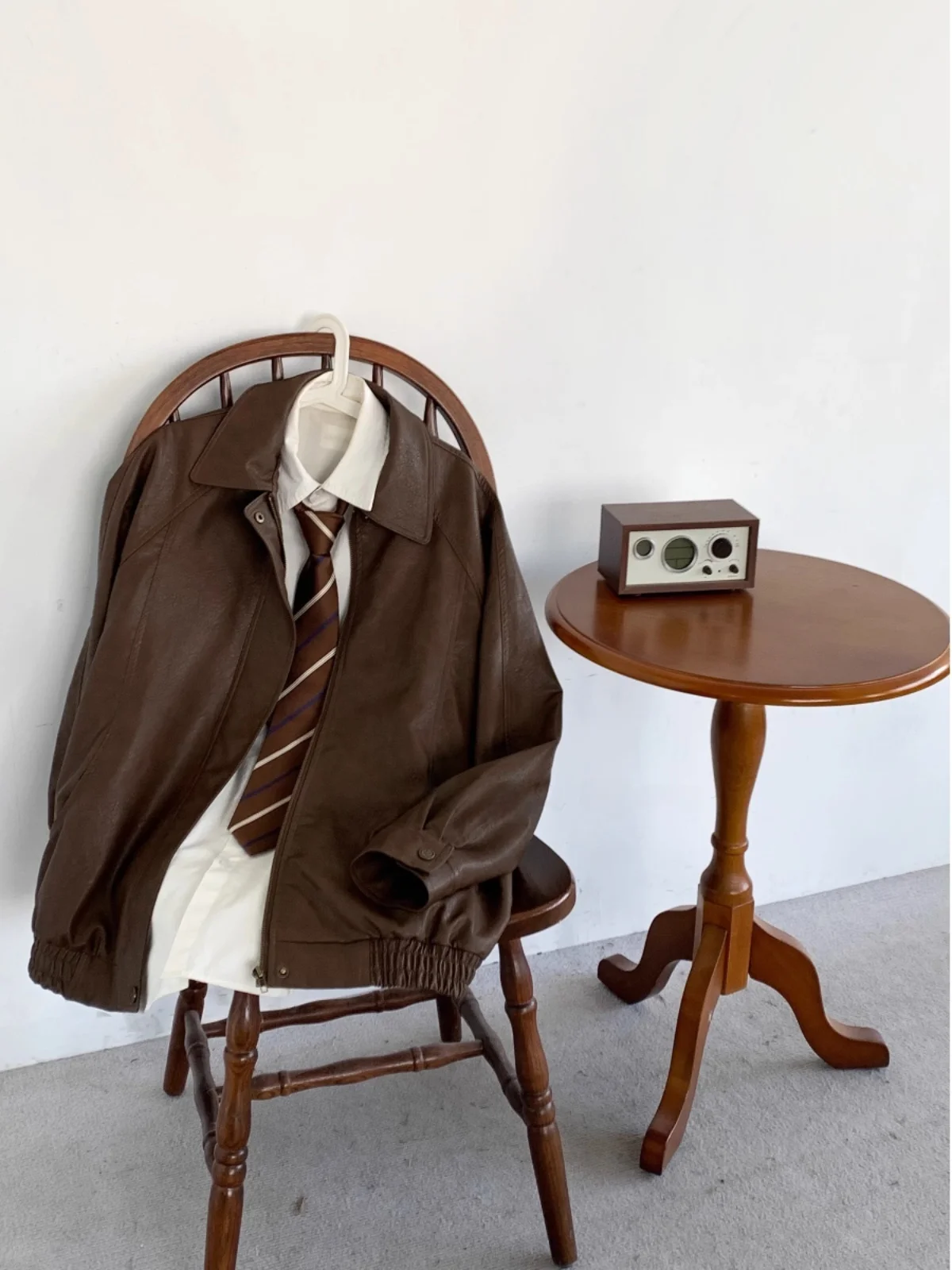 

Retro Japanese Sle Pilot PU Leather Jaet Loose Casual Outerwear for Men Cotton Workwear Spring Autumn Trendy Jaet