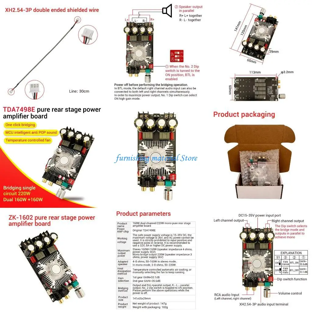 

Y5GD 15-35V 2x160W 2Channel Power Digital Audios Amplifier Board
