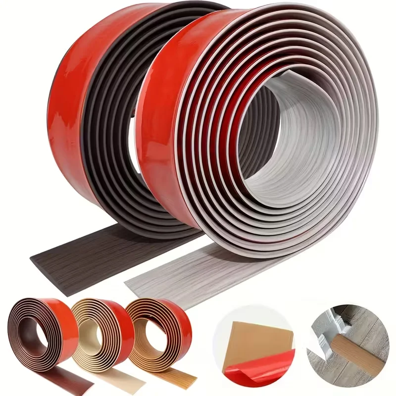 1 Roll 1m/3m Self-adhesive PVC Floor Transition Strip, Edge Decorative Strip, Wood Grain Modern Floor Threshold Divider