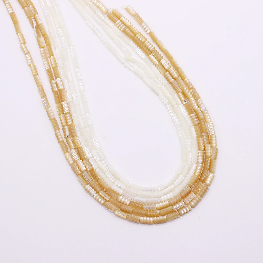 من المألوف قذيفة مياه البحر الطبيعية مصقول الخيوط ثقب مستقيم أنبوب دائري Trochus الخرز DIY المواد مجوهرات اكسسوارات #2