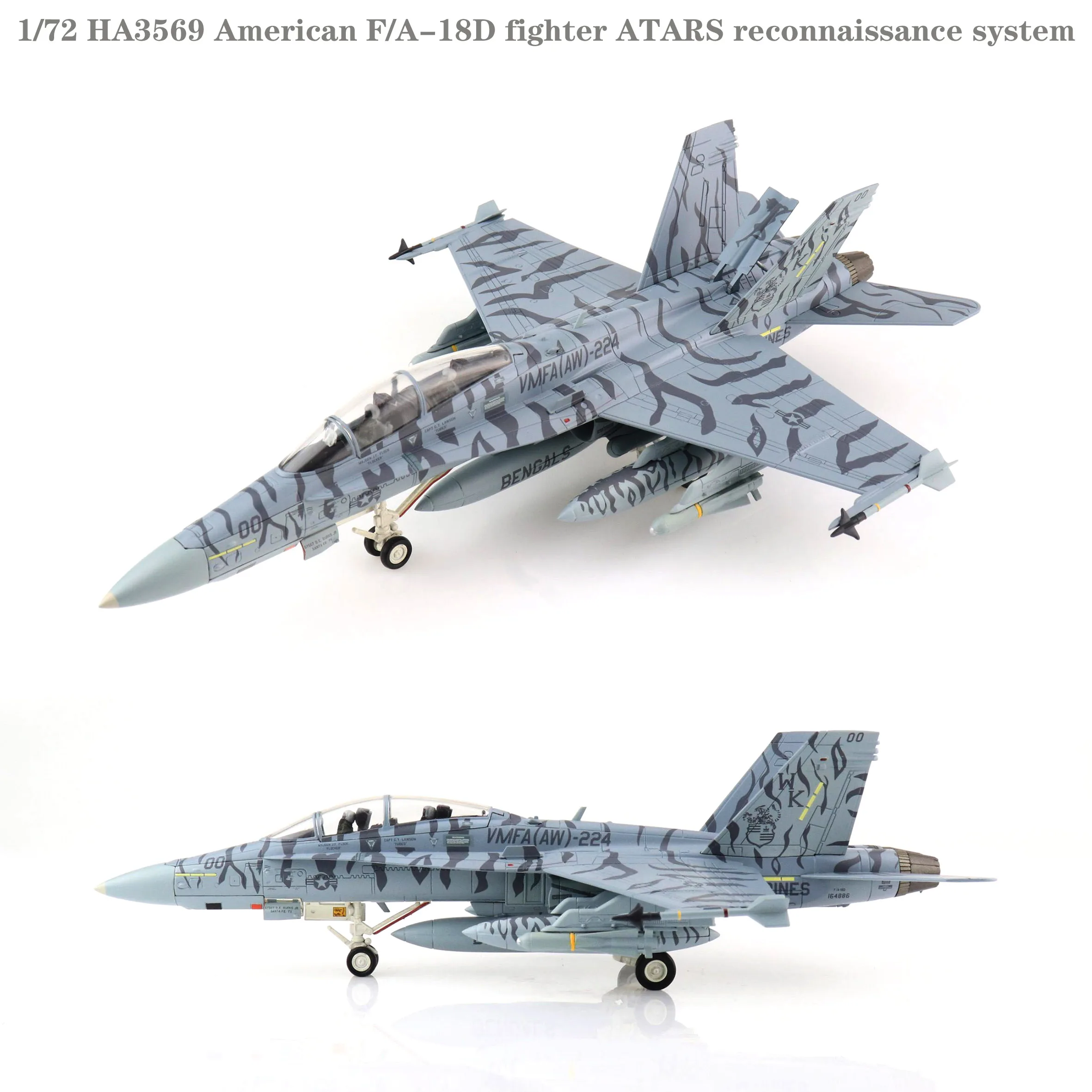 

Fine 1/72 HA3569 American F/A-18D fighter ATARS разведывательная система VMFA(AW)-224 Бенгальская готовая Коллекционная модель из сплава