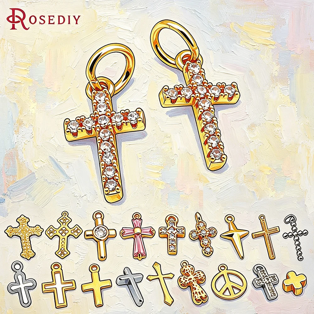 

18K Gold Color Brass Cross Charms Pendants High Quality Jewelry Necklaces Making Supplies Findings Earrings Diy Accessories