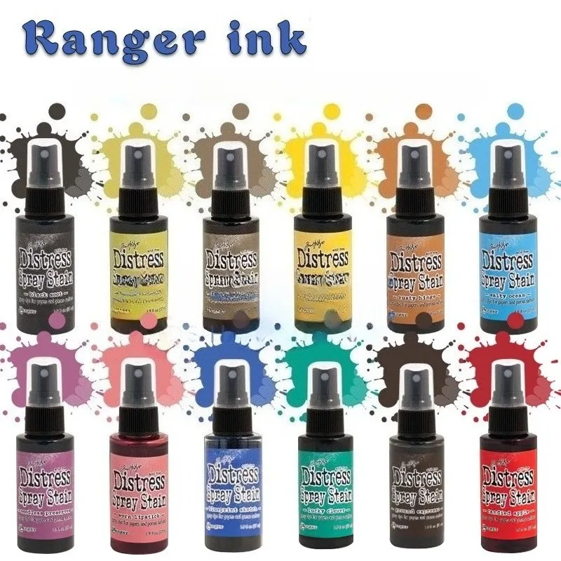 59 ml/Flasche, 12 Farben, Retro-Sprühtinte auf Wasserbasis, DIY-Umschlag/Geburtstagsgrußkarte/handgemachtes Hauptbuch, Malerei, Dekoration, Pigment