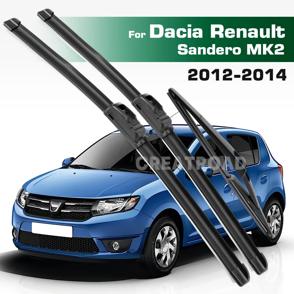

GREATROAD Wiper LHD&RHD Front & Rear Wiper Blades Set For Dacia Renault Sandero MK2 2012 - 2014 Windshield Windscreen Window