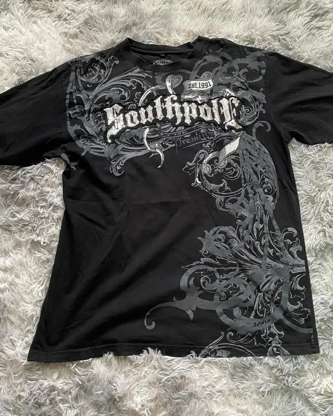 High Street Southpole-Camiseta de manga corta con estampado gráfico Y2K para mujer, Tops de manga corta de algodón con cuello redondo gótico Harajuku