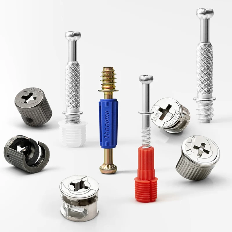 (5 Set) Thickened Three In One Connector Eccentric Wheel Furniture Fastener Cabinet Quick Installation Screw Reinforcement Rod