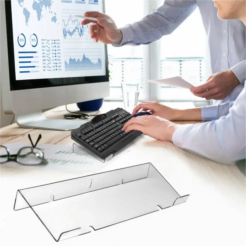 Acrylic Keyboard Riser Tilted Computer Keyboard Holder Ergonomic Acrylic Keyboard Tray Holder For Desk Home School