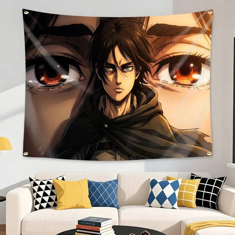 Mikasa Ackerman Anime Attack on Titan Flag Tapestry Banner for Bedroom Living Room Outdoor Camping
