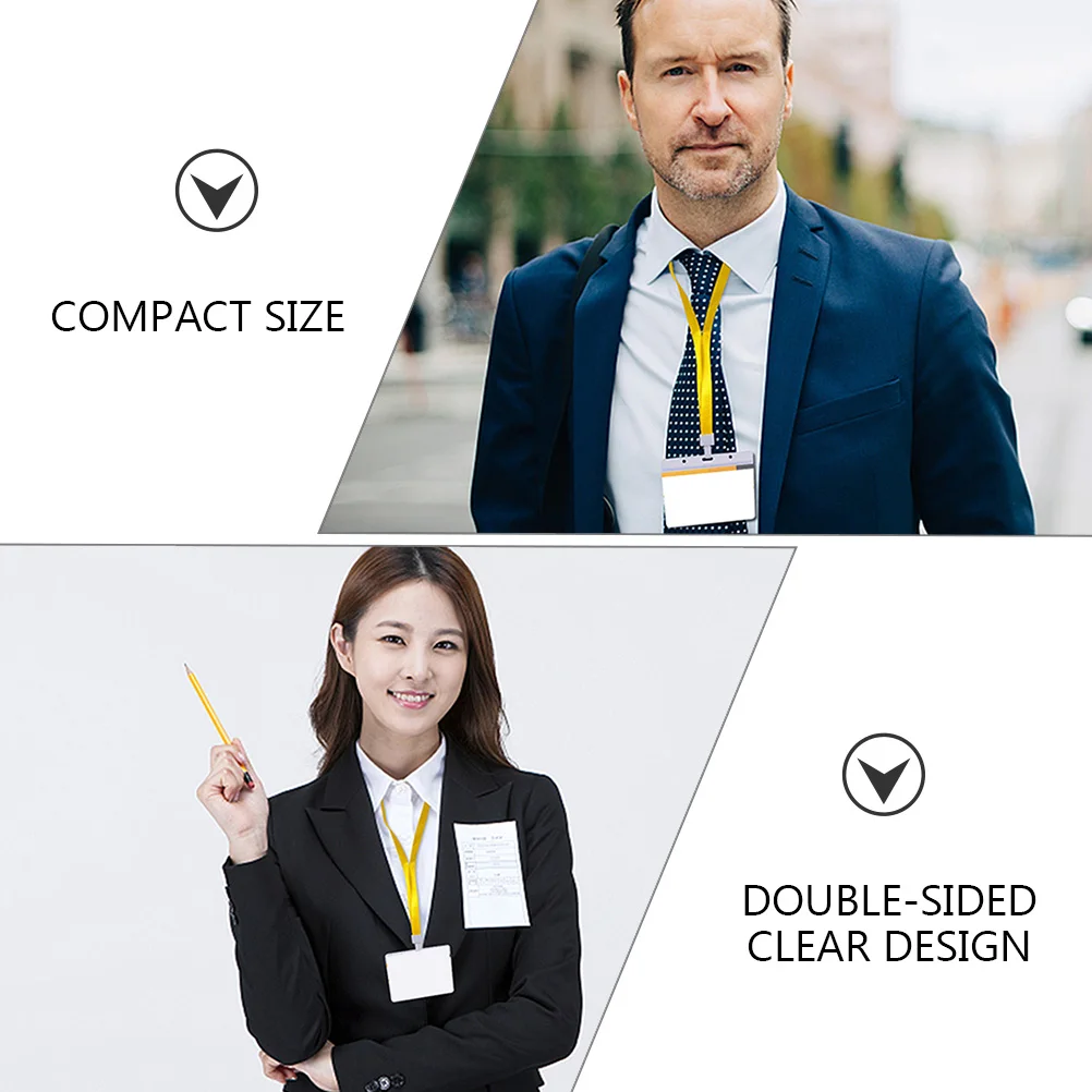 

7 Pcs Lanyard ID Card Holder Name Badges Holders with Label Hard Office Work