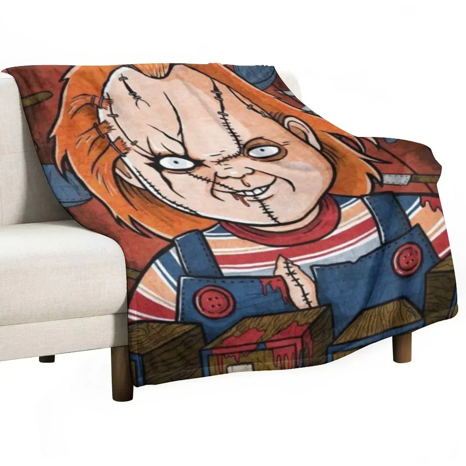 Chucky Doll Throw Blanket halloween Kid'S Large Moving manga Retros Blankets