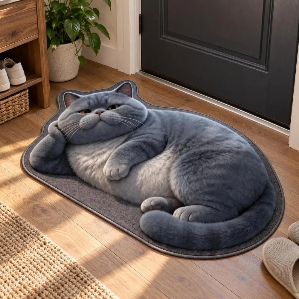 Diatomaceous Earth Lifelike Cat Floor Mat Non-slip Water-absorbing Bathroom Carpet 40×60CM 50×80CM 60×90CM Washable