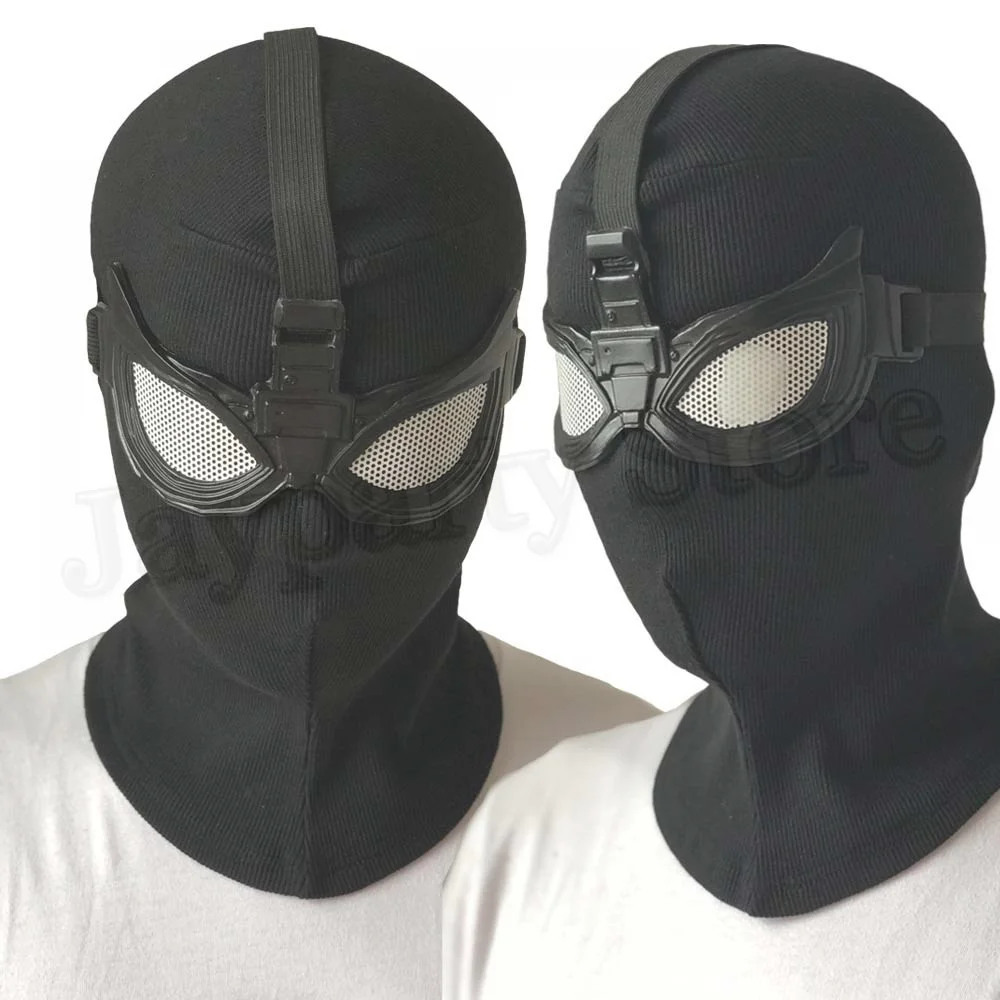 

Superhero Peter Parker Spider Mask Cosplay Stealth Suit Black Helmet Halloween Masquerade Party Costume Prop Full Face Cover Hat