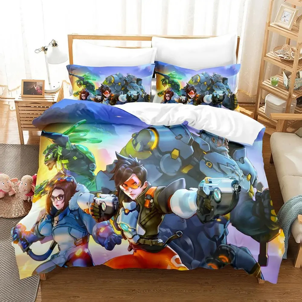 Game Overwatchs Bedding Set Boys Girls Twin Queen Size Duvet Cover Pillowcase Bed Kids Adult Fashion Home Textileextile