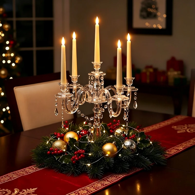 Luxury Candle Holder Crystal Transparent Candle Holders Acrylic Exquisite Wedding Candlestick Stand Christmas Dining Decor
