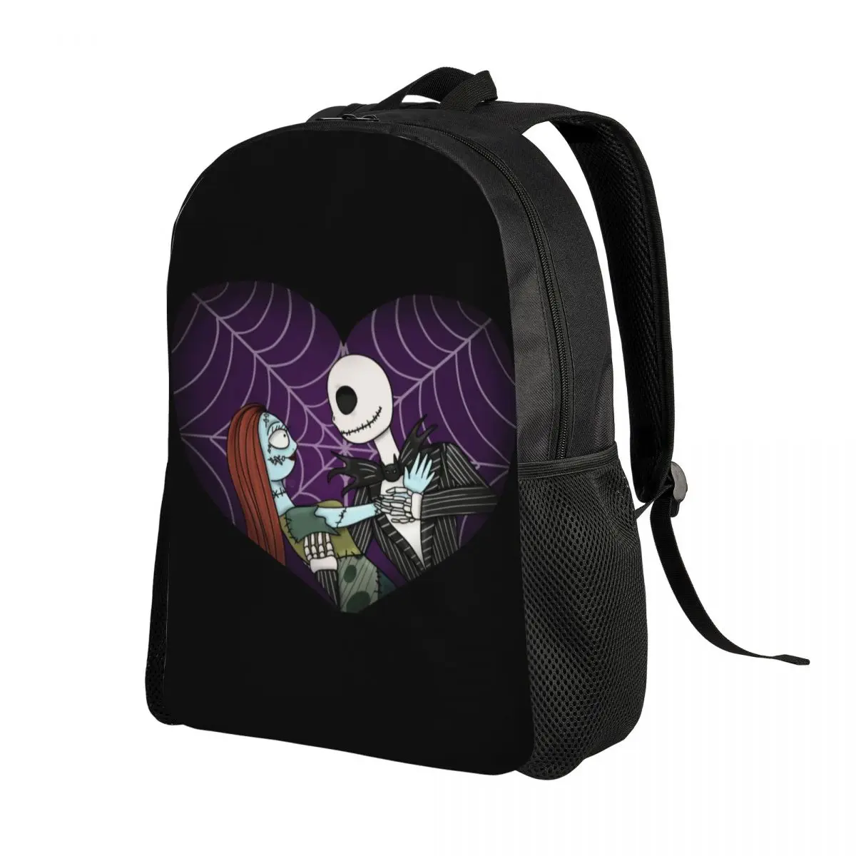 Custom Jack Skellington Sally Backpack College School Student Bookbag Fits 15 Inch Laptop The Nightmare Before Christmas Bags