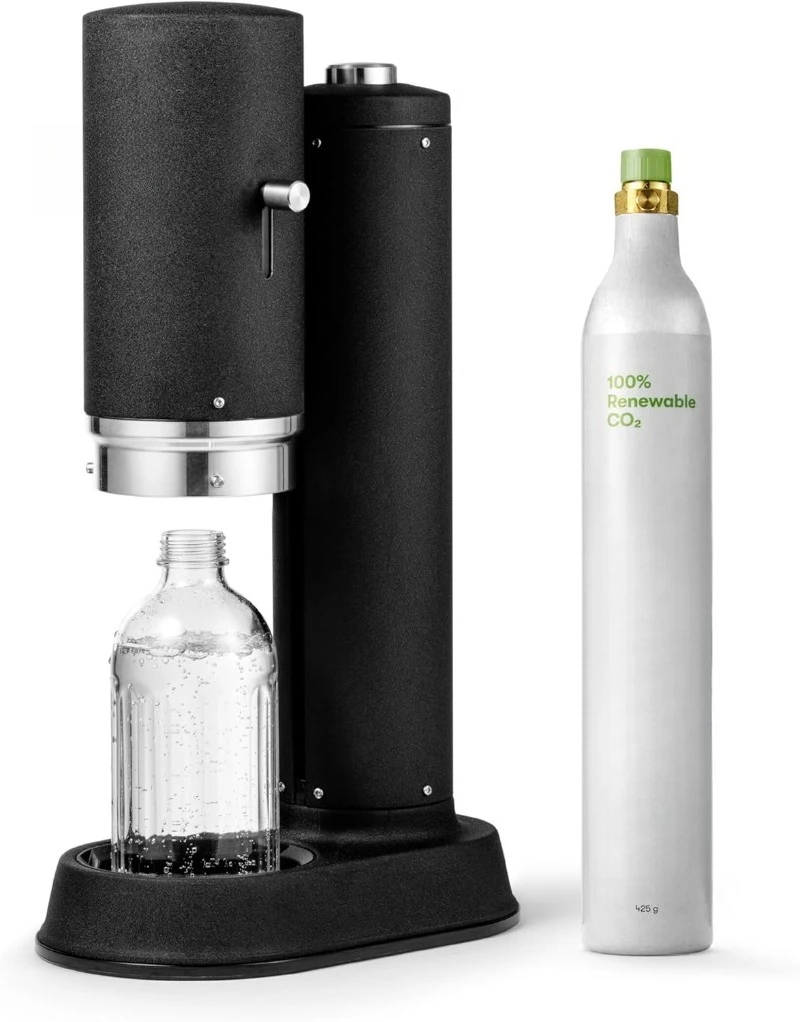 

Sparkling & Carbonation Water Machine, Stainless Steel with Glass Reusable Bottle Volume 800 mL and CO2 Cy
