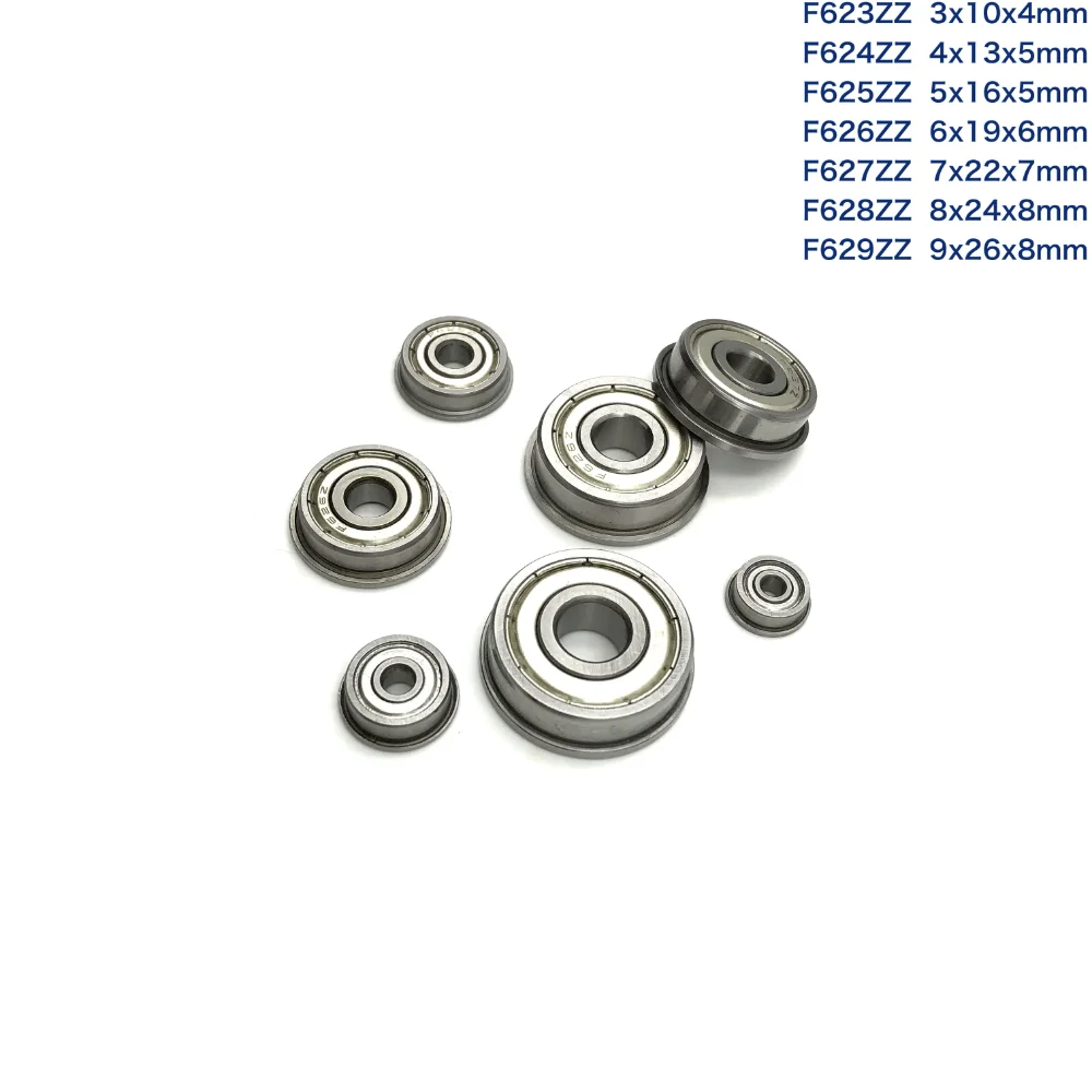 3-15Pcs/Lot F623ZZ ，F624ZZ ，F625ZZ ，F626ZZ ，F627ZZ ，F628ZZ ，F629ZZ 2Z Flange Deep Groove Ball Miniature Bearing 3D Printer Parts