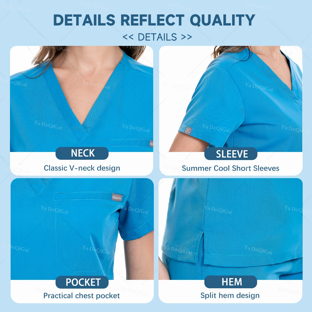 Medical Uniforms Women Hospital Doctor Nurse Workwear V Neck Scrubs Tops Jogger Pants Nursing Surgical Beauty Suits High-quality