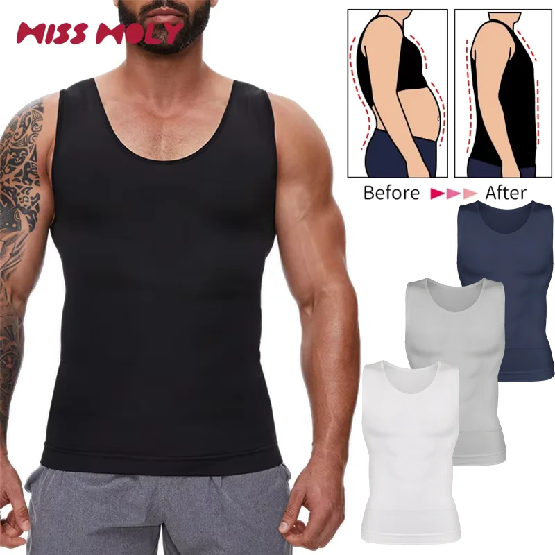 

Compression Shirts Men Tummy Control Shapewear Compression Shirt Flat Belly Abdomen Slim Vest Waist Trainer Fitness Workout