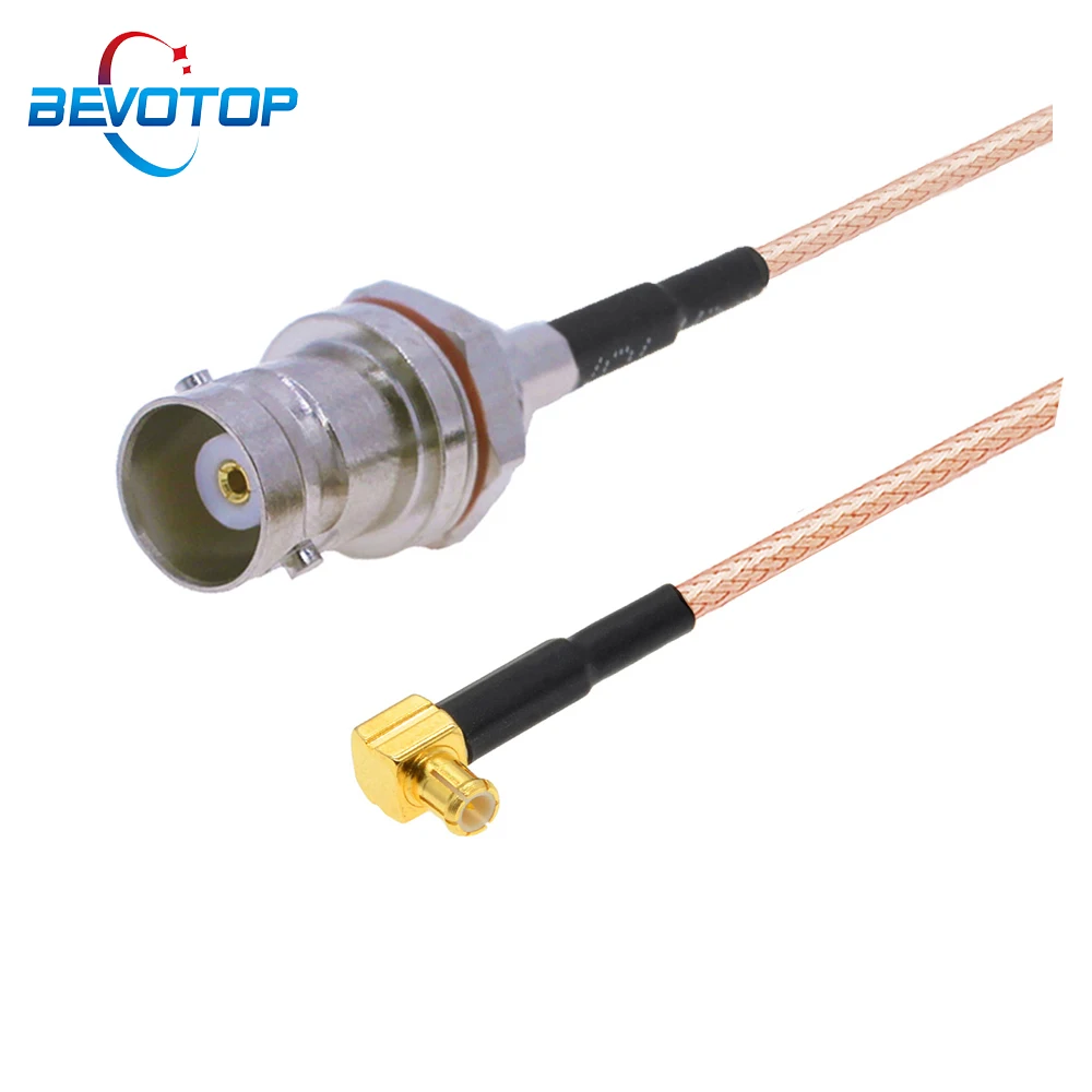 BEVOTOP 1PCS BNC Female Bulkhead to MCX Male Right Angle RG316 Pigtail Extension Cable RF Coaxial Jumper Cord Wholesales 50 Ohm