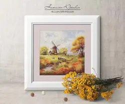 Embroidery Cross Stitch Kits Craft DIY Needlework Cotton Canvas 13- Autumn Wilderness 32-32 32CT 28CT Metallic aida