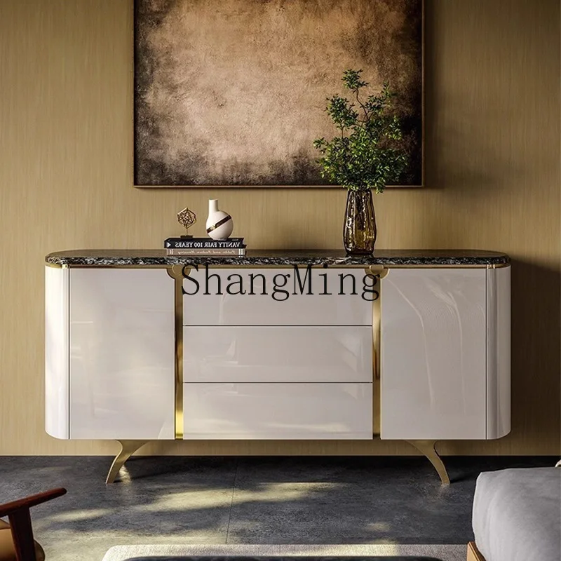 

FG light luxury entrance living room against the wall dining side cabinet modern simple solid wood tea decoration cabinet