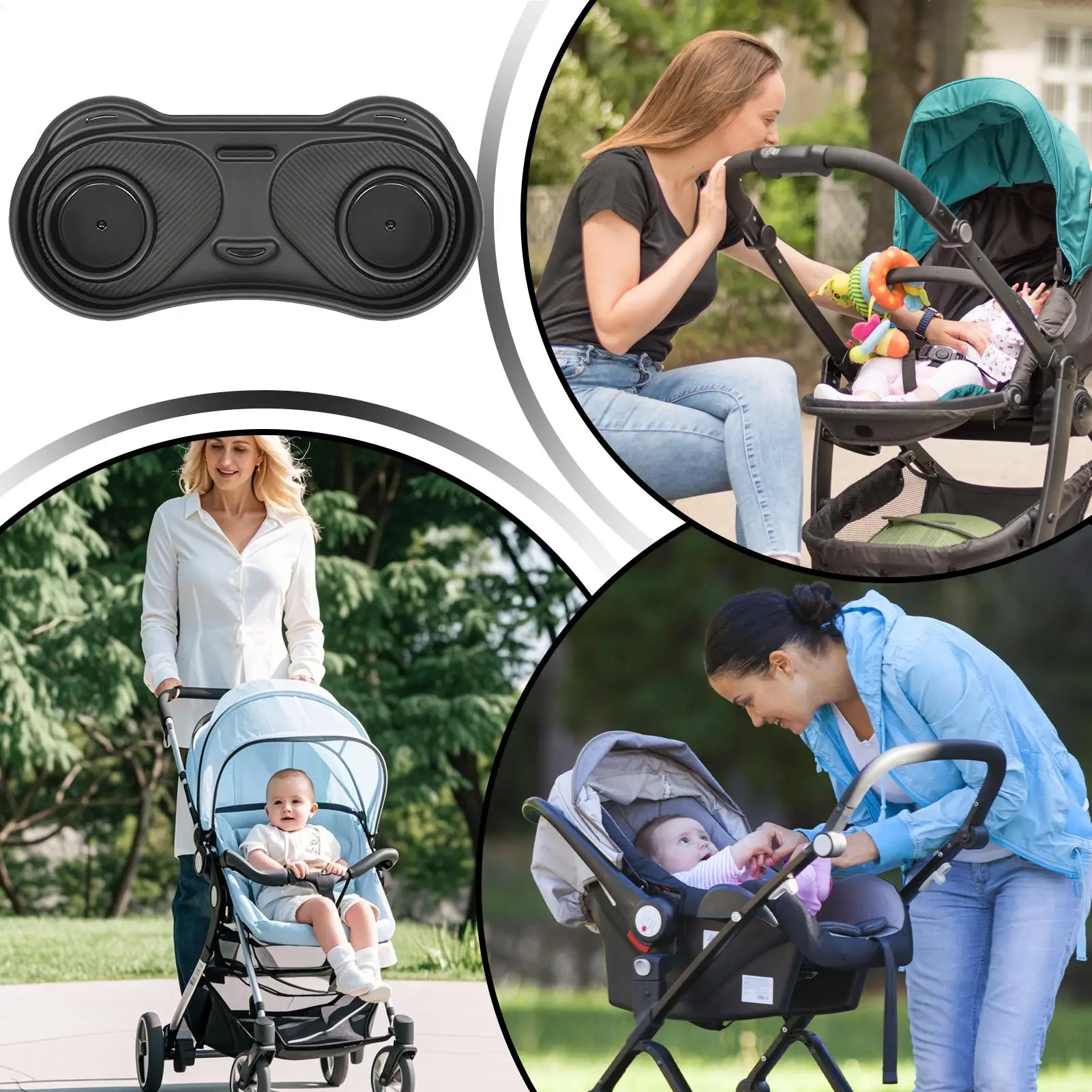 

Многофункциональный поднос для закусок для коляски, съемный прочный держатель для чашки для коляски, зажим, адаптер для прогулок в городе