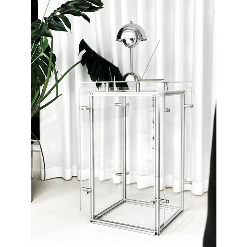

Creative acrylic side household living room sofa side table modern simple small apartment coffee bedside