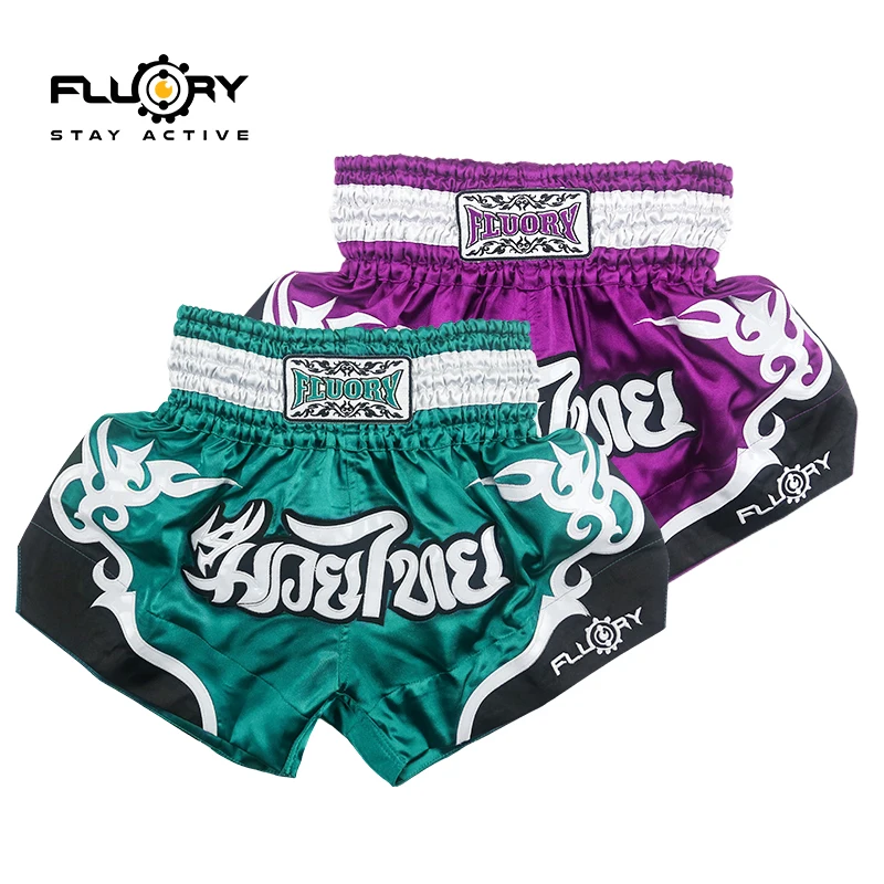 Fluory  Men Women Kids Thai Boxing Short  Fairtex Shorts MMA shorts Boxing Pants Shorts embroidery MMA Shorts