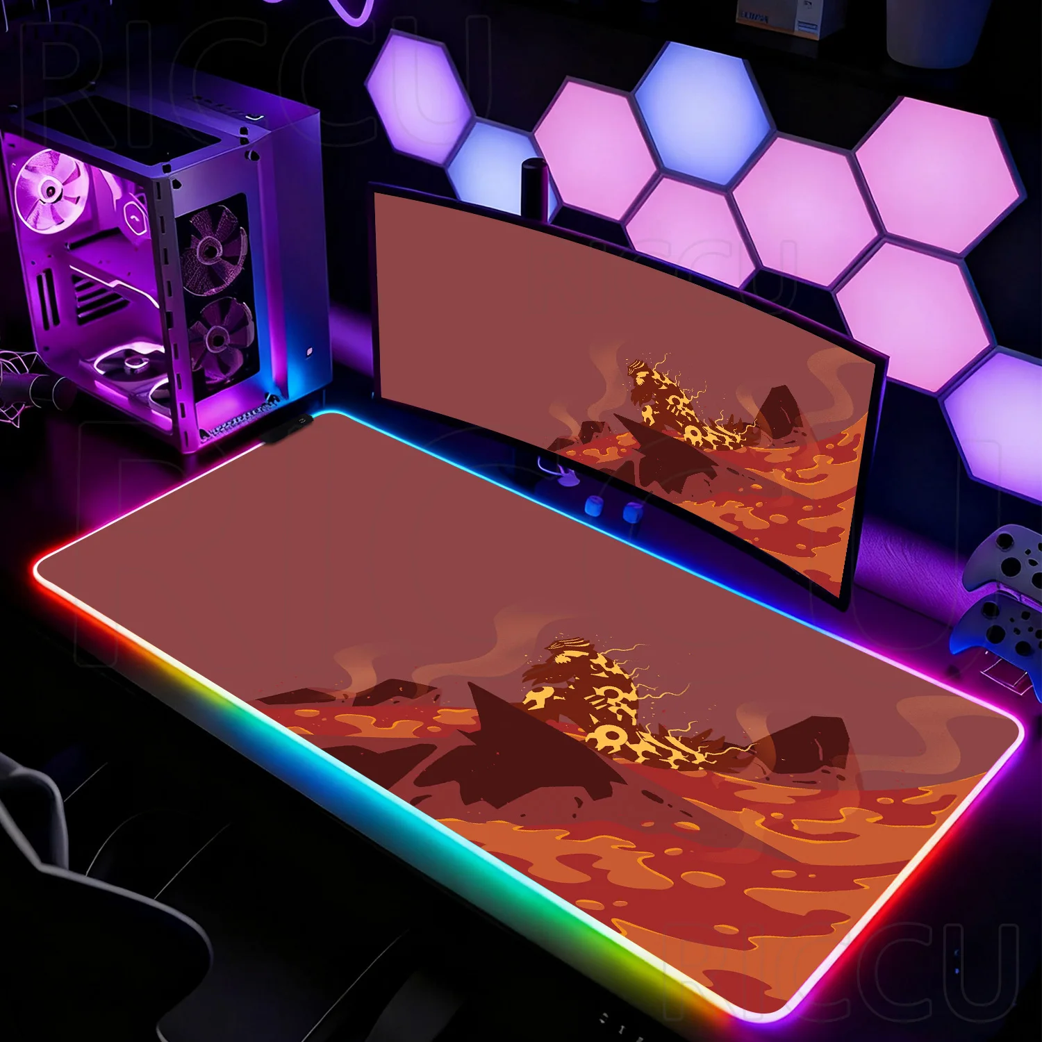 

RGB XXL HD Print Pokemon Anime Large Mewtwo Mouse Pad Mousepad Computer Keyboard Pads Gaming PC Accessories LED Desk Mat carpet