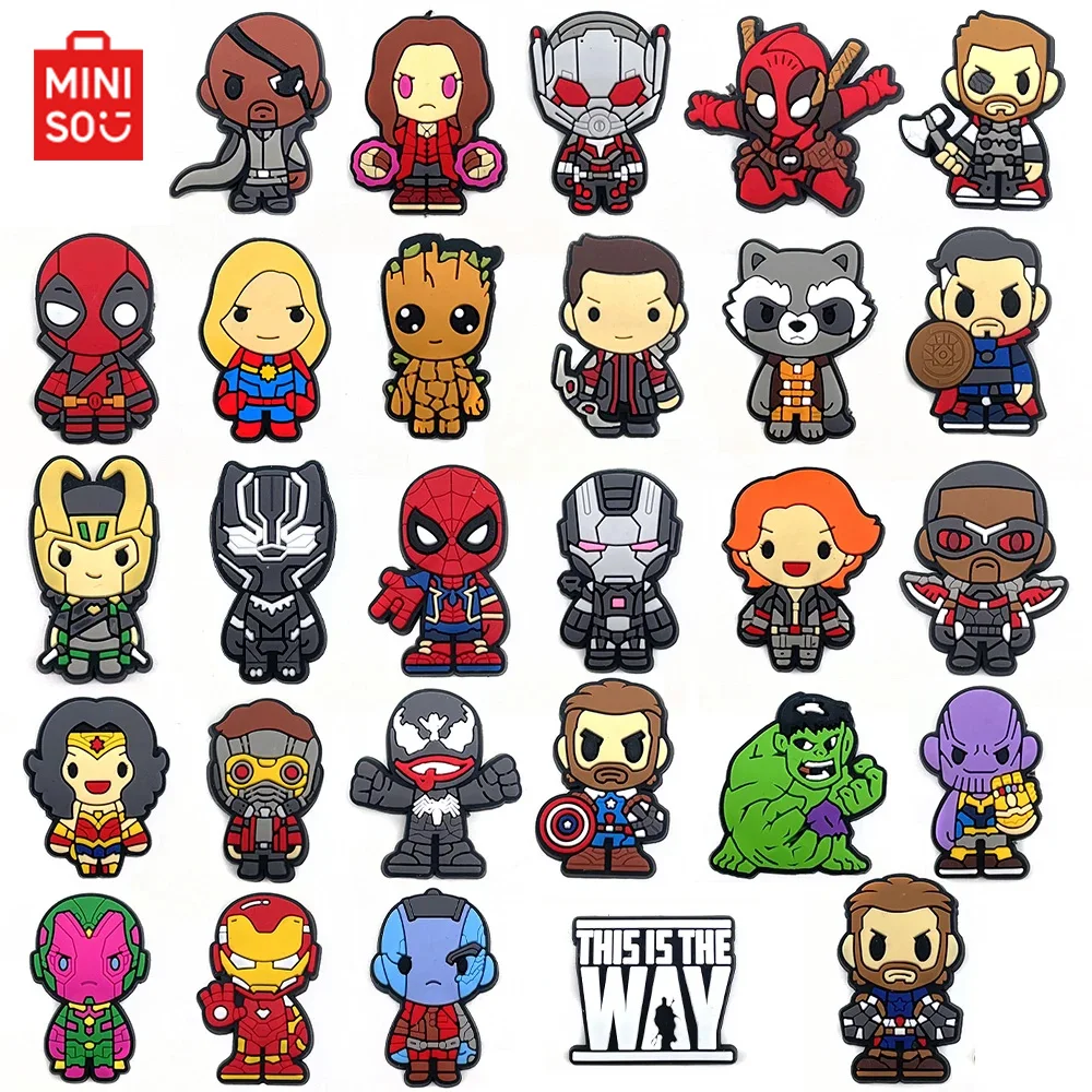 

28PCS Hot Toys Disney Marvel Superhero PVC Shoes Charms Cartoon Sandals Accessories Clogs Decorations Boy Kids Gifts