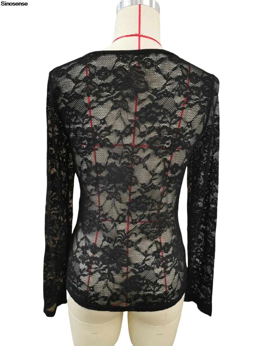 Women Long Sleeve Sheer Mesh Blouse Sexy See Through V Neck Floral Lace Shirt Y2K Daily Wear Street Dating Night Club Party Tops