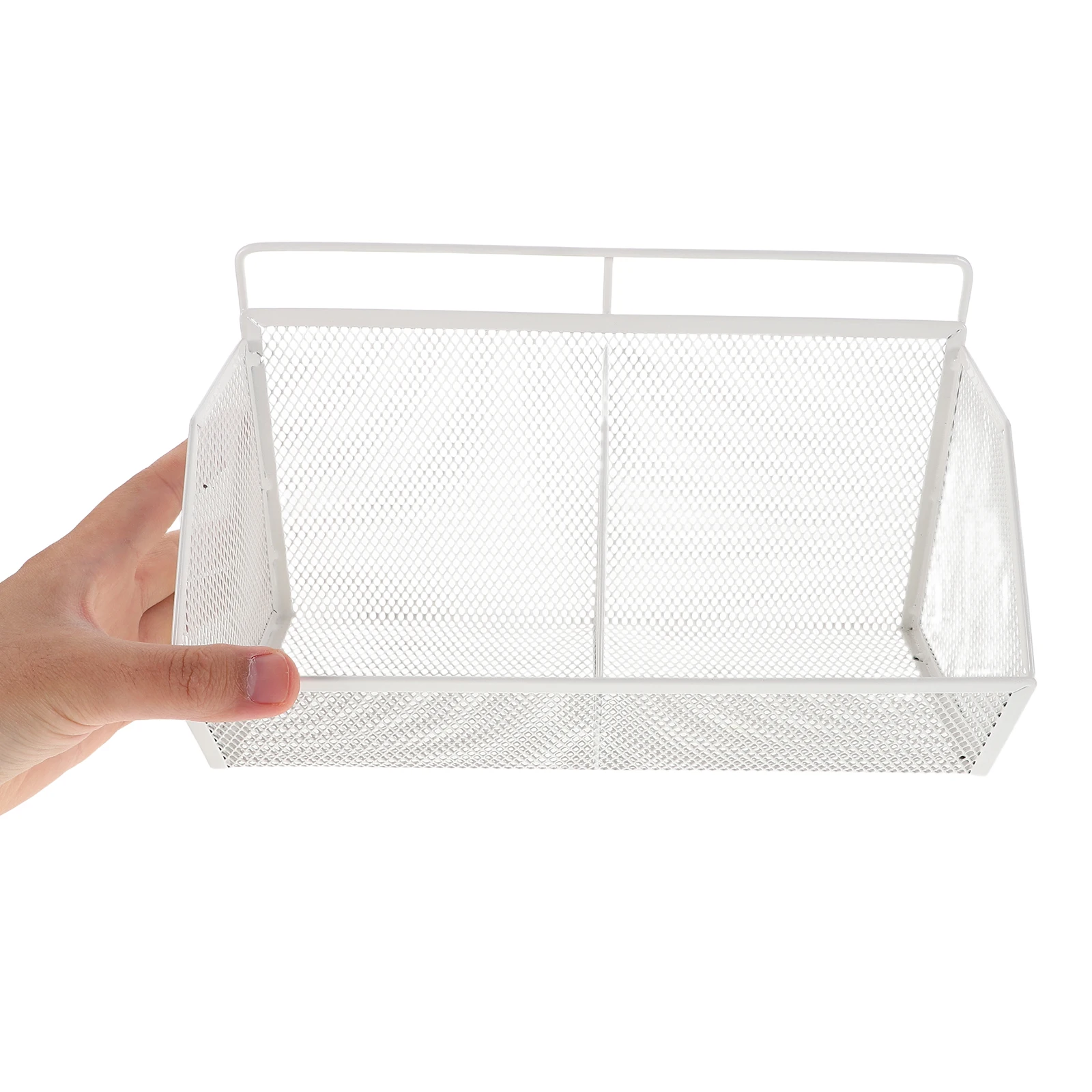

Metal File Basket 2 Compartment White Iron Desk Organizer Rack for Office Supplies Storage Solution Document Tray