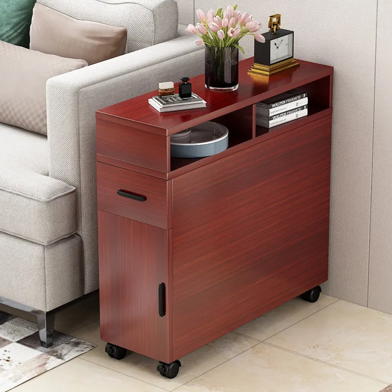 Living room solid wood sofa side table, side seam, gap cabinet, armrest