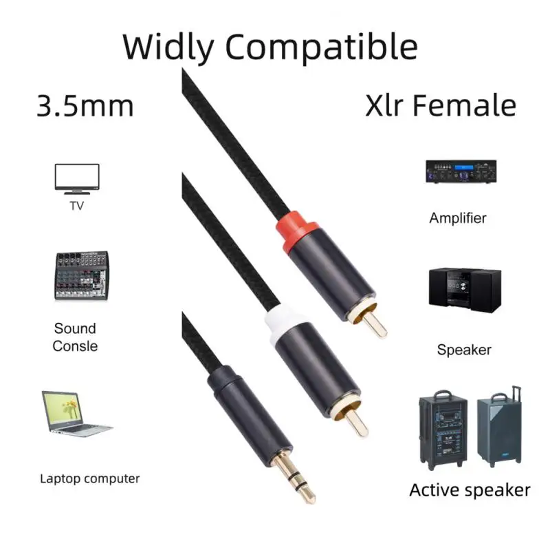 1/1.8/3M Subwoofer Y Cable 1 RCA Male To 2 RCA Male Audio Cable RCA To Dual RCA Audio Cable Splitter For TV Amplifier DVD Player