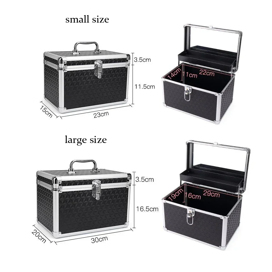 2024 Professional Makeup Box Aluminum Alloy Make Up Organizer Women Cosmetic Case with Mirror Travel Large Capacity Suitcase Bag