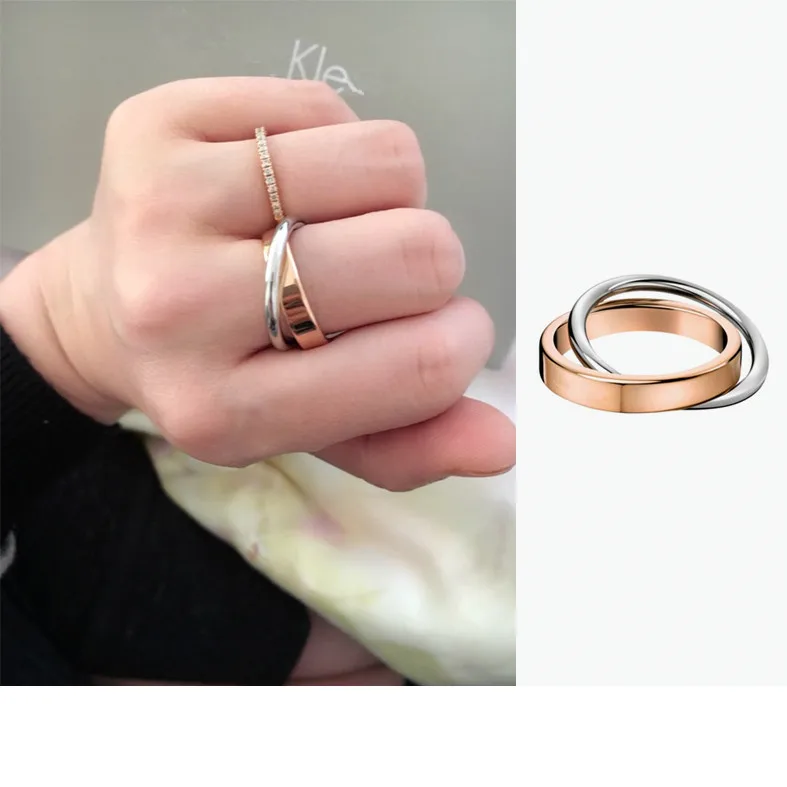 Fashion 4MM Double Loop Ring For Men