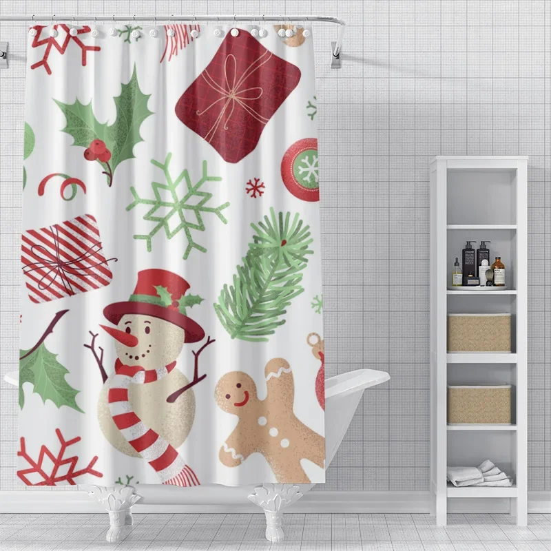 Home decoration shower curtains for bathroom waterproof curtain fabric Modern Nordic style Living Room Merry Christmas winter