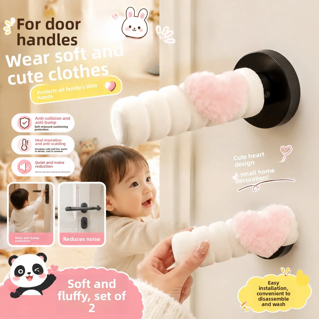 Sweet Heart Door Handle Protection Cover Full Wrap Universal Decorative Static Dissipation Window Moon Phase Hand Gloves