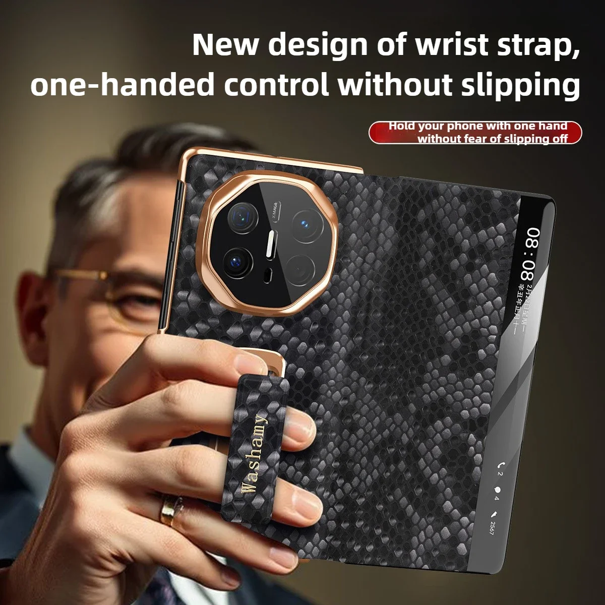 حافظة لهاتف هواوي ميت X6 X5 X3 الذكية نافذة الوجه جلد البقر التنين مقياس الملمس أغطية جلد سبيكة المغناطيسي الروتاري قوس قذيفة #3