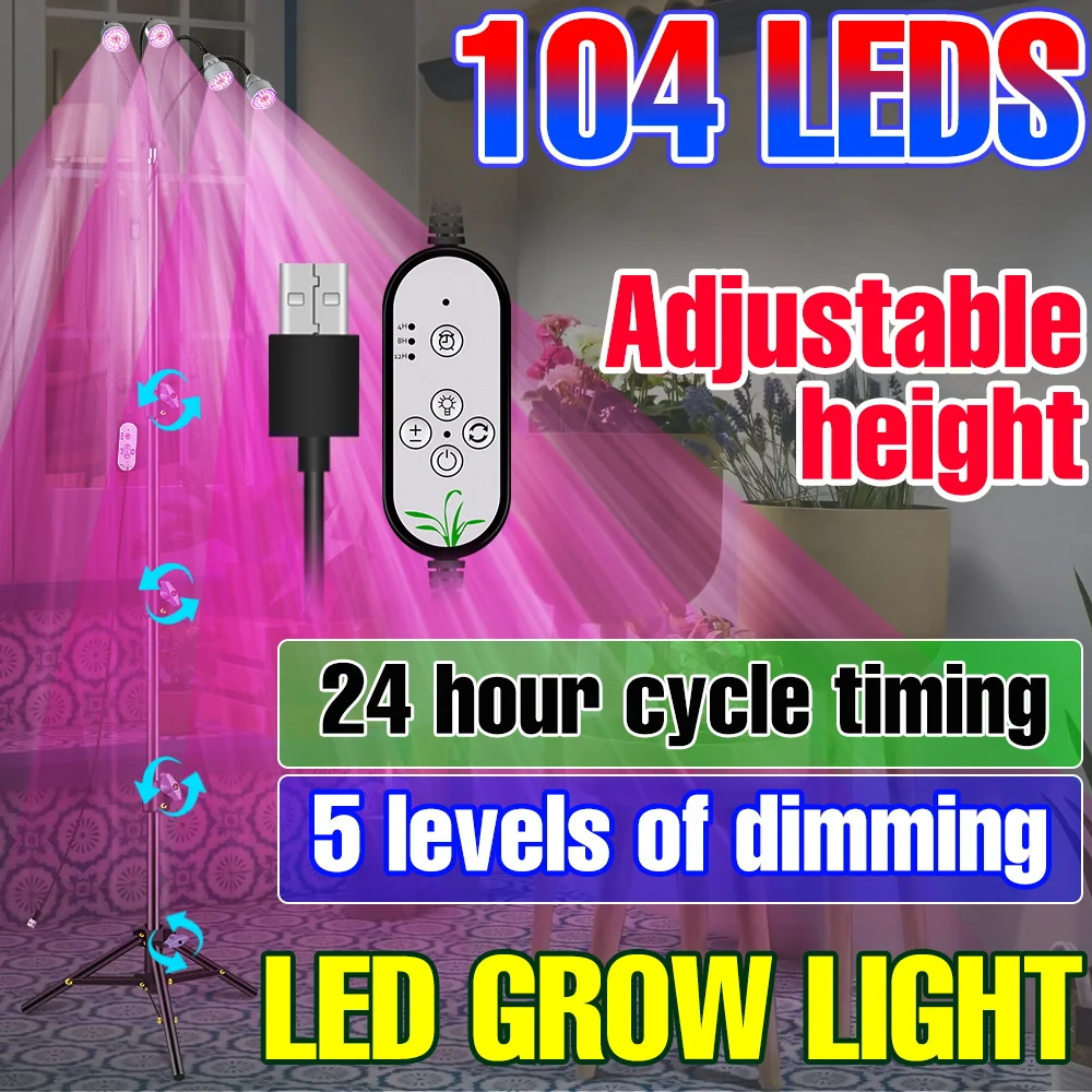 

Full Spectrum Phyto Lamp LED Grow Light Fitolampy With Control Dimmbale Phytolamp For Plants Indoor Flower Seeds Lighting DC5V