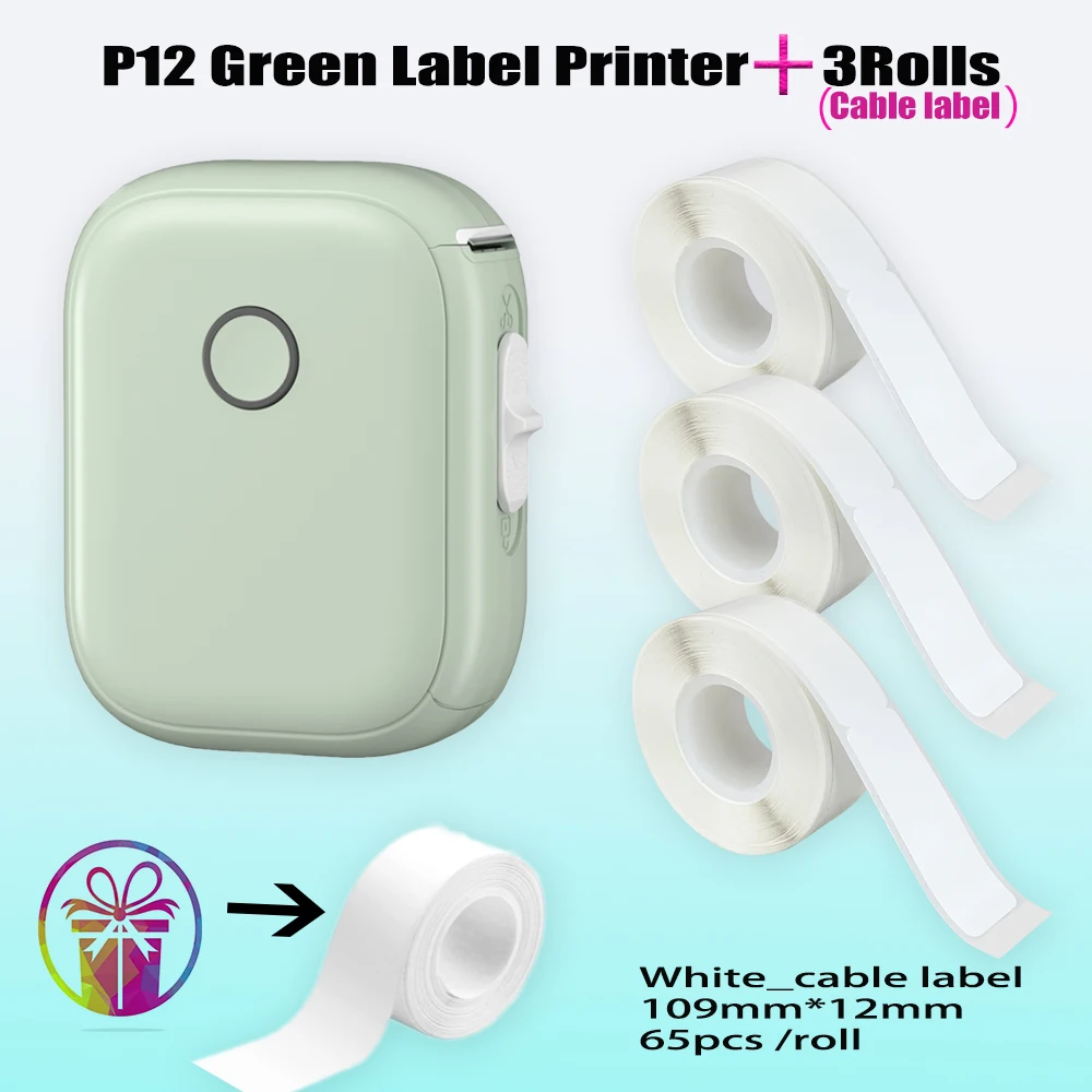 P12 Marklife Printer Label termal, Cetak bebas tinta Bluetooth nirkabel Label merekat sendiri untuk ponsel pintar & PC Mini & Kecil