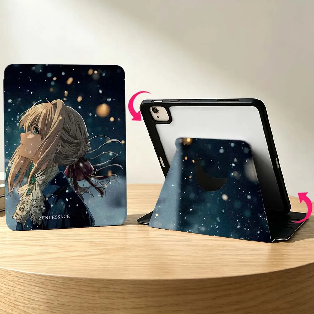 Violet Evergarden For Samsung Galaxy S11 S10 S9 S8 S7 S6 A11 A9 A8 A7 Lite Plus Ultra 360° Rotation Tablet Case Soft