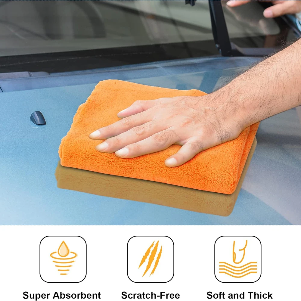 5 Stück randloses Mikrofaser-Automobilhandtuch, Details, chemische Reinigung, Poliertuch, Plüsch, saugfähiges Mikrofasertuch, 500 g/m – Detail 6