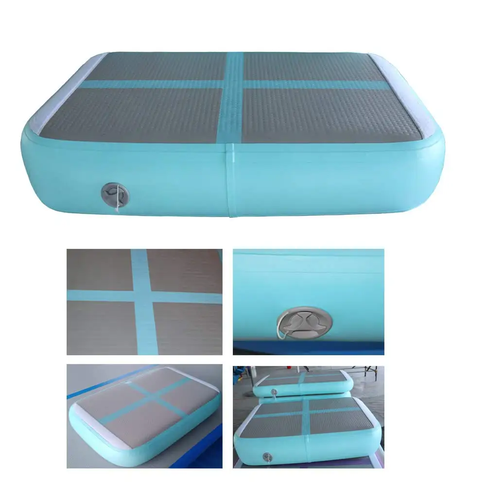 (Mint, 3.28ftx1.97ftx8in) Inflatable Gymnastics Tumbling Mat Air Tumbling Track Air Floor Mat with Pump for Home