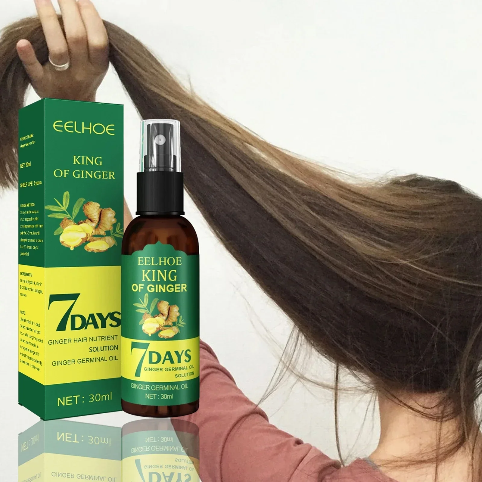 7 Days Ginger Hair Growth Spray Dense-hair Strengthen Regrowth Hair Loss Prevention Thicker Improves Scalp Environment Nourish